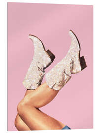 Gallery print These Boots - Glitter Pink