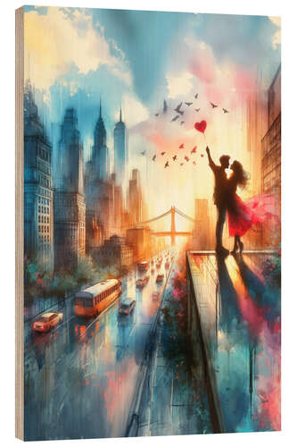 Tableau en bois Love in New York