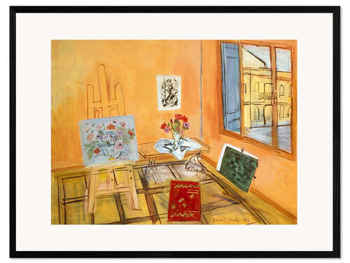 Gerahmter Kunstdruck Atelier mit Blumenstrauß
