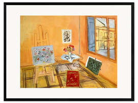 Gerahmter Kunstdruck Atelier mit Blumenstrauß