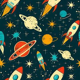 Magnettafel Retro-Weltraummuster