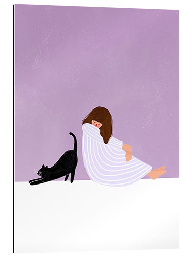 Quadro em plexi-alumínio Girl and Cat