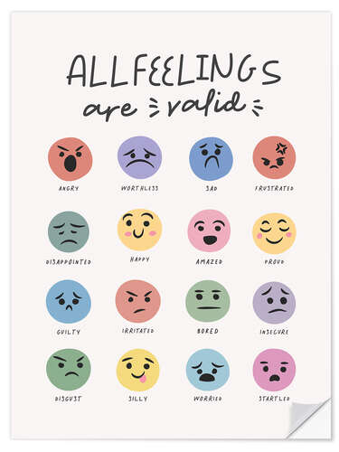 Selvklebende plakat All Feelings Are Valid