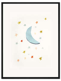 Gerahmter Kunstdruck Mond &amp; Sterne