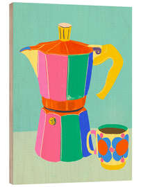 Tableau en bois Colourful breakfast coffee