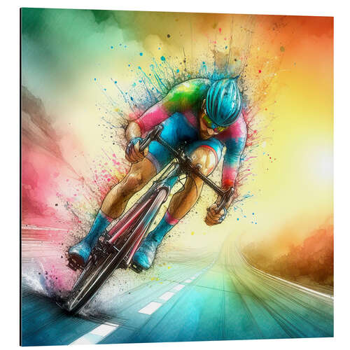 Aluminiumsbilde Cyclist racer at full speed I