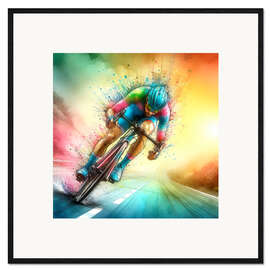 Kehystetty taidepainatus Cyclist racer at full speed I