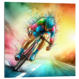 Cuadro de plexi-alu Cyclist racer at full speed I