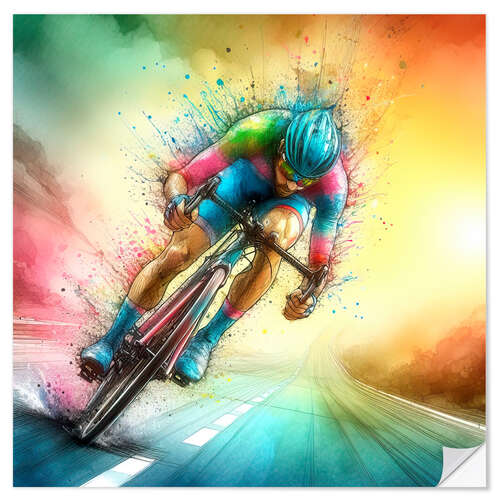 Wall sticker Cyclist racer at full speed I