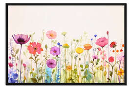 Gerahmter Kunstdruck Sommerwiese Aquarell