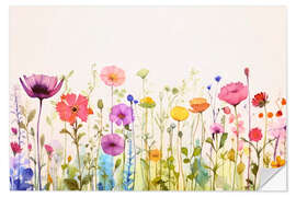 Selvklebende plakat Summer Meadow Watercolour