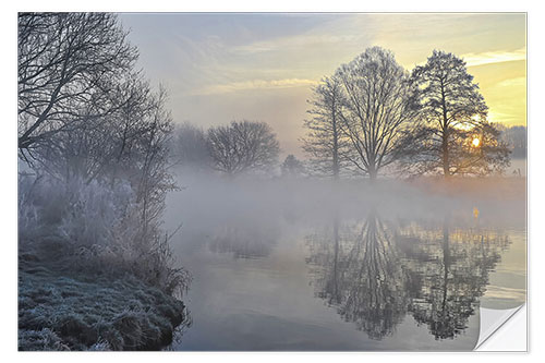 Selvklæbende plakat Frosty morning in the fog