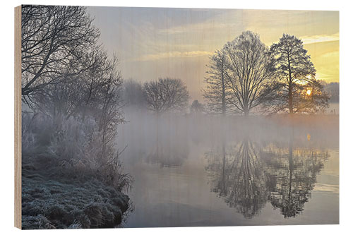 Holzbild Frostiger Morgen im Nebel