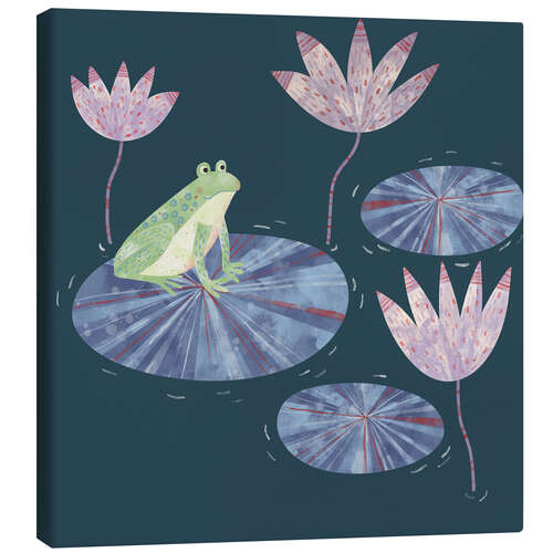 Canvas print Frog on a Water Lily Pad