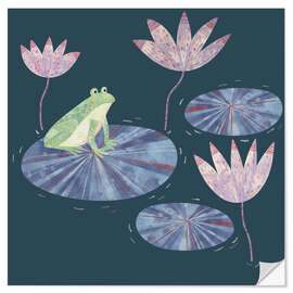 Sticker mural Frog on a Water Lily Pad