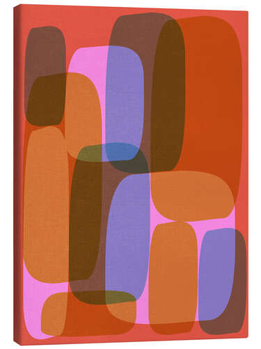 Lienzo Midcentury Mod Abstract Geometric in Orange and Purple