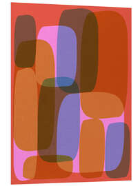 Foam board print Midcentury Mod Abstract Geometric in Orange and Purple