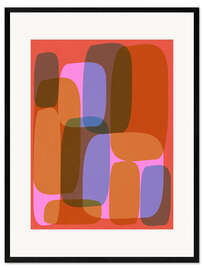 Kunsttryk i ramme Midcentury Mod Abstract Geometric in Orange and Purple