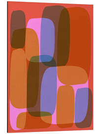 Magnettafel Midcentury Mod Abstract Geometrisch in Orange und Lila