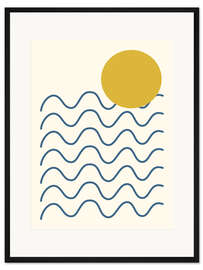 Gerahmter Kunstdruck Sonnen- und Meereswellen - apricot and birch