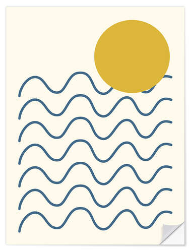 Sticker mural Sun and Ocean Waves