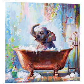 Aluminium print Baby Elephant in Bathtub