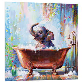 Tableau en PVC Baby Elephant in Bathtub