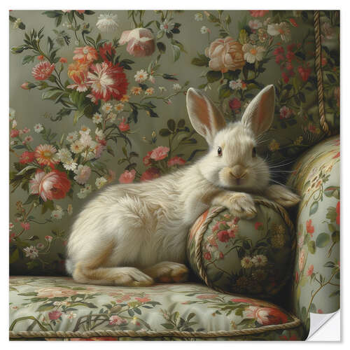 Wall sticker Cute rabbit on vintage sofa