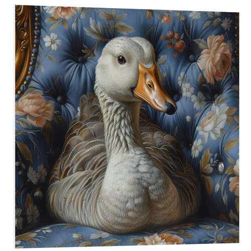 Foam board print Cute goose on vintage sofa