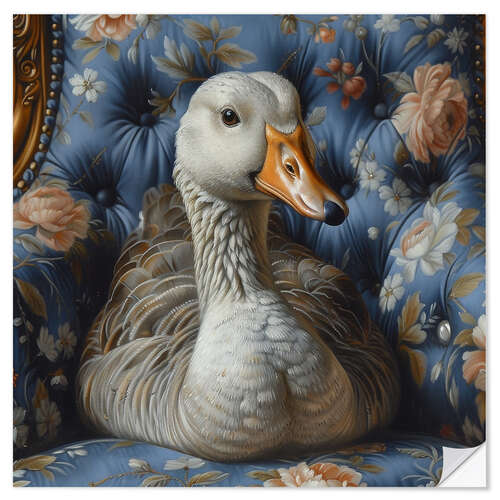 Sticker mural Cute goose on vintage sofa