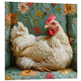 Stampa su PVC Cute chicken on vintage sofa