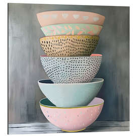 Magnettafel Stapel pastellfarbener Keramiktöpfe