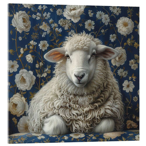 Akrylbilde Cute sheep on vintage sofa