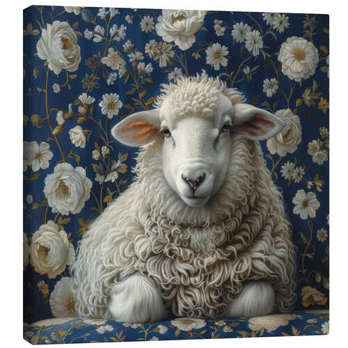 Canvas print Cute sheep on vintage sofa