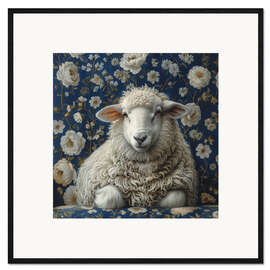 Kehystetty taidepainatus Cute sheep on vintage sofa