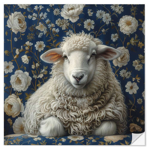 Wall sticker Cute sheep on vintage sofa