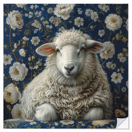 Sticker mural Cute sheep on vintage sofa