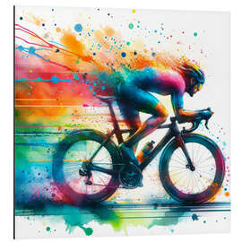 Aluminium print Cyclist racer at full speed III