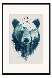 Gerahmter Kunstdruck Bear Double Exposure