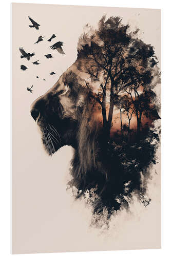 Foam board print Lion Double Exposure