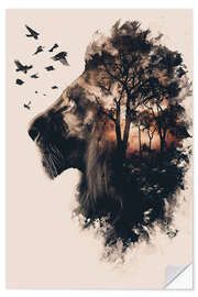 Vinilo para la pared Lion Double Exposure