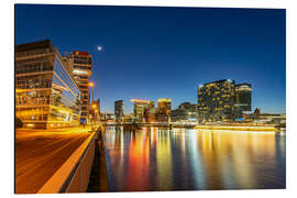 Magnettafel Düsseldorf Medienhafen bei Nacht