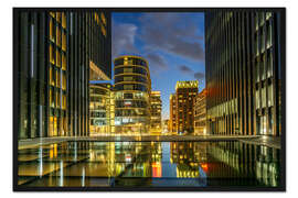 Gerahmter Kunstdruck Medienhafen Skyline in Düsseldorf