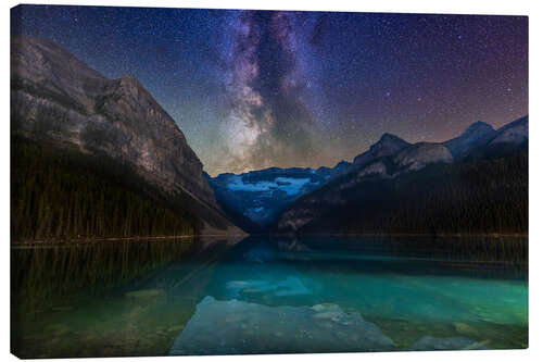 Leinwandbild Die Milchstraße und Lake Louise im Banff National Park, Alberta, Kanada