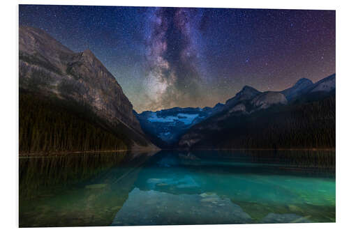 Tableau en PVC The Milky Way over Lake Louise in Banff National Park, Alberta, Canada