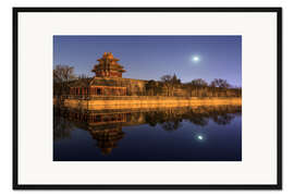 Gerahmter Kunstdruck Monduntergang über der Verbotenen Stadt Peking, China