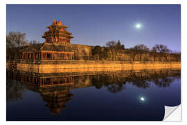 Adesivo murale Moonset above the Forbidden City of Beijing, China