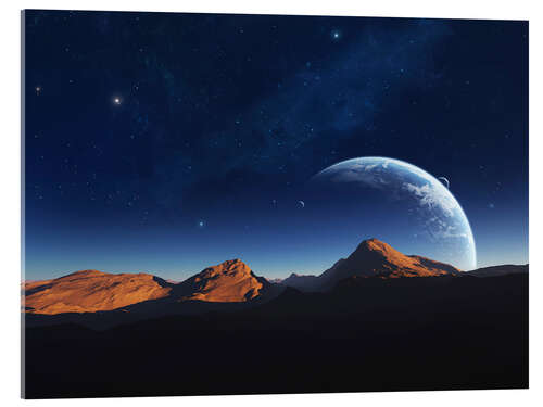 Acrylic print A calming view from a moon orbiting a distant planet