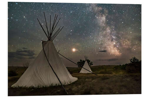 PVC-tavla Mars and the Milky Way over the tipis in Grasslands National Park, Saskatchewan, Canada