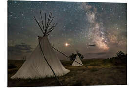 Gallery print Mars and the Milky Way over the tipis in Grasslands National Park, Saskatchewan, Canada